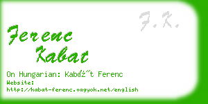 ferenc kabat business card